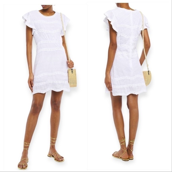 NWT, Melissa Odabash Meghan Crochet-trimmed Embroidered Mini Dress, Size L - Picture 1 of 16